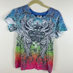 Womens Harley Davidson Graphic T-Shirt Smoky Mountain Tennessee Wings‎ M